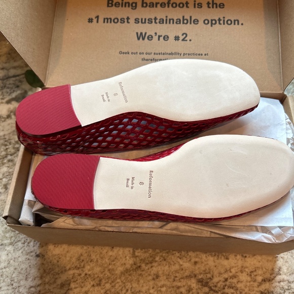 Reformation Paulina Ballet Flat Red - Size 8 - Picture 2 of 2